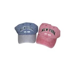 (2) NEW YORK EST. 1625 EMBROIDERED BASEBALL CAP Blue And Pink US SELLER, NEW